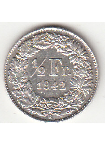 1940 - 1/2 Franc Argento Svizzera Standing Helvetia SPL
